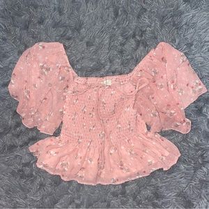 Altar’d State Pink Floral Babydoll Top